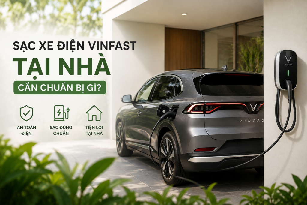 Sạc xe điện VinFast tại nhà cần chuẩn bị gì?