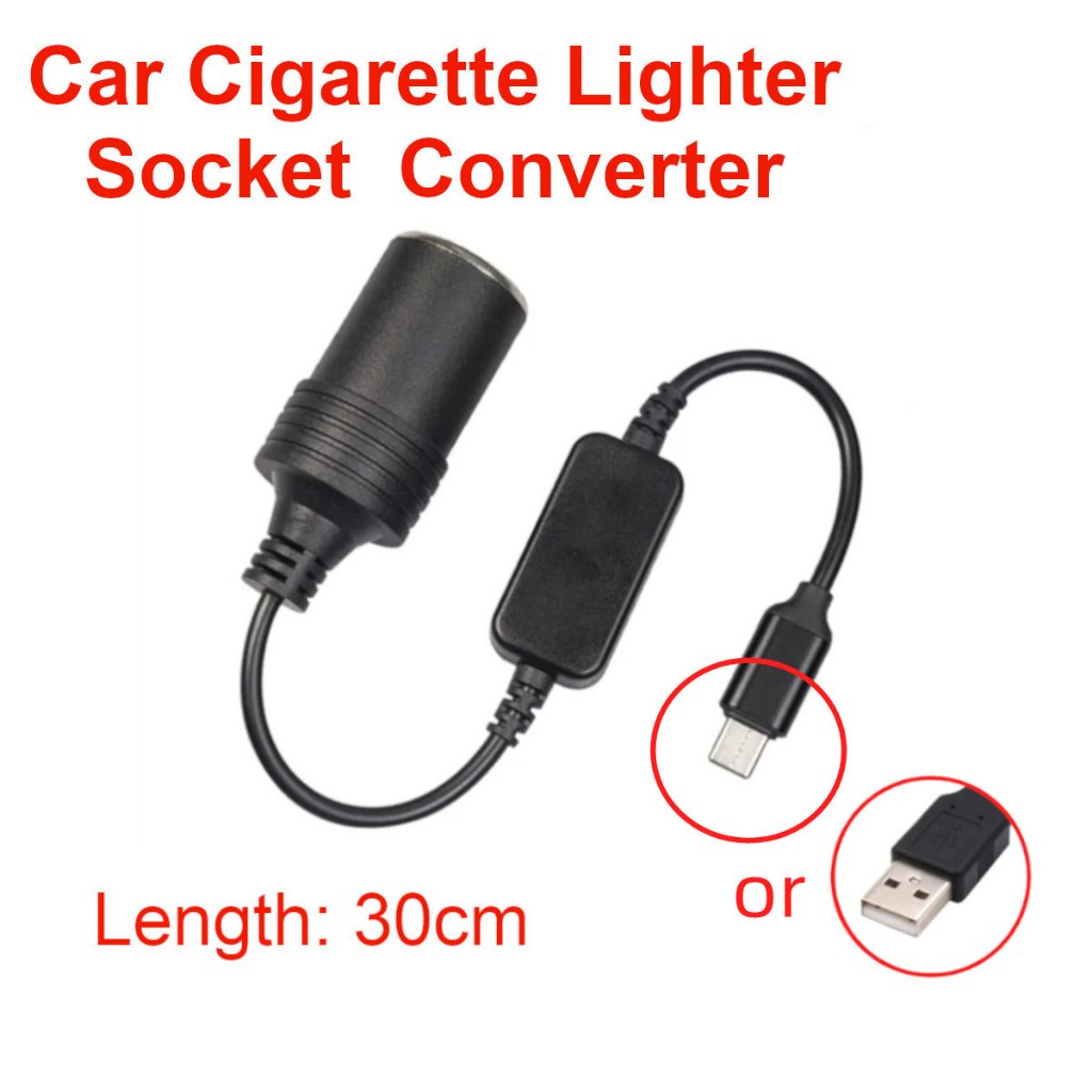 Dây Cáp Chuyển Đổi 30cm USB Type-C Sang Tẩu 12V