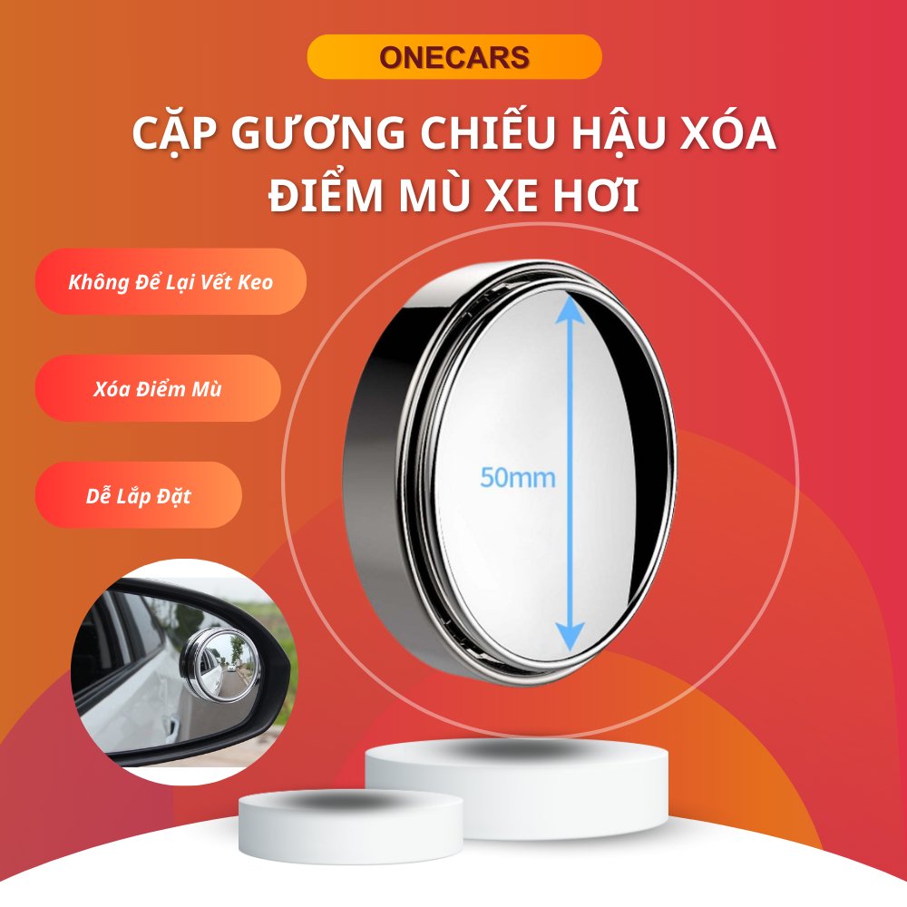 Gương cầu lồi, gương lồi có viền gắn kính hậu xe ô tô xoay 360 độ xóa điểm mù