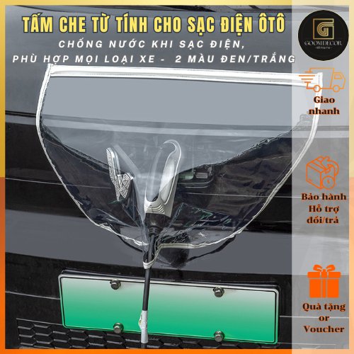 Tấm che mưa ổ sạc xe điện tránh mưa, gió, bui, nam châm hít chặt vào xe