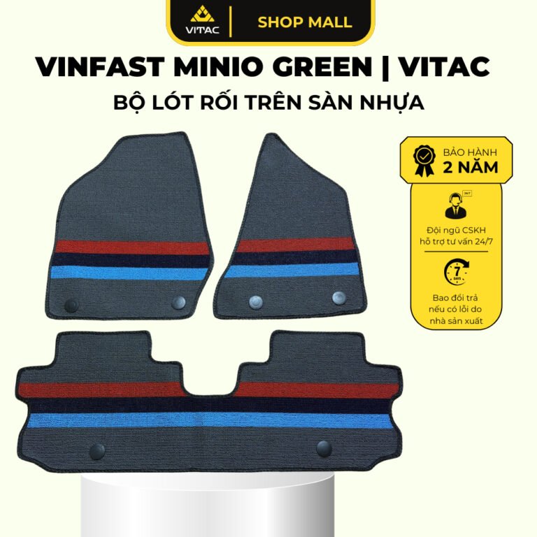 Bộ thảm rối lắp trên thảm nhựa Vitac xe ô tô Vinfast Minio Green (Có chốt rối)