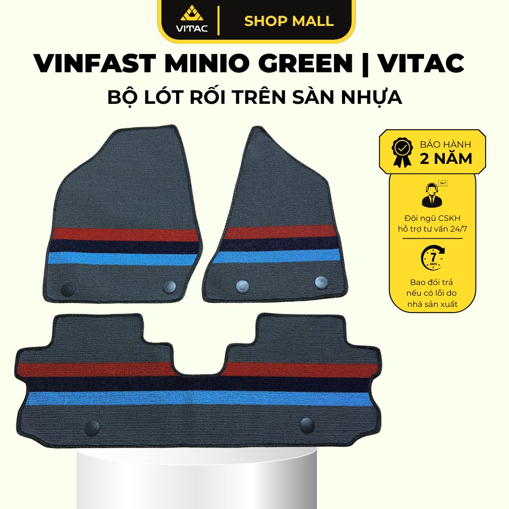 Bộ thảm rối lắp trên thảm nhựa Vitac xe ô tô Vinfast Minio Green (Có chốt rối)