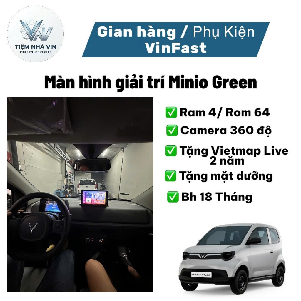 Màn hình Minio Green 9inch kèm Camera 360 độ, tặng Vietmap Live 2 năm + mặt dưỡng