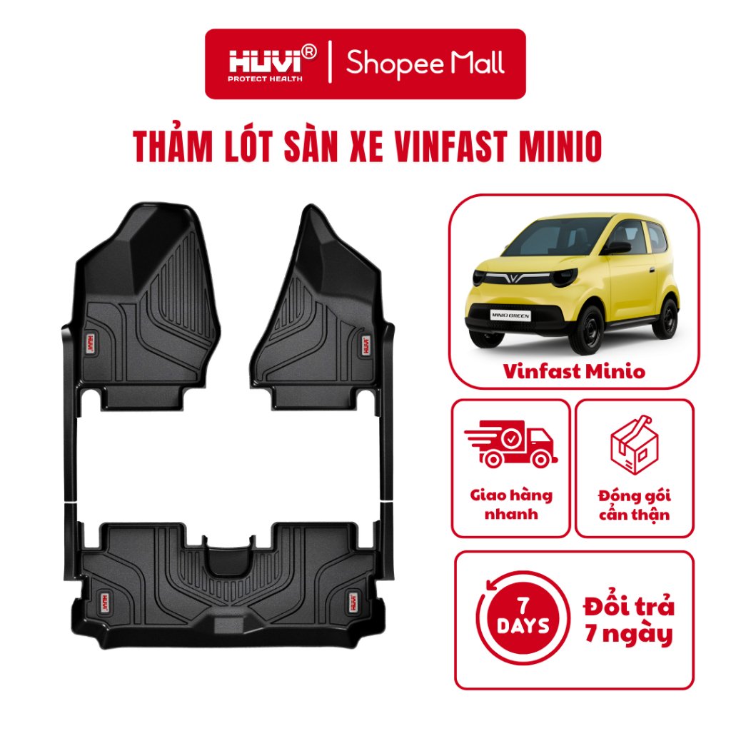 Thảm lót sàn xe Vinfast MINIO Cao Cấp nhựa TPE đúc 3D tràn viền chính hãng HUVI Việt Nam