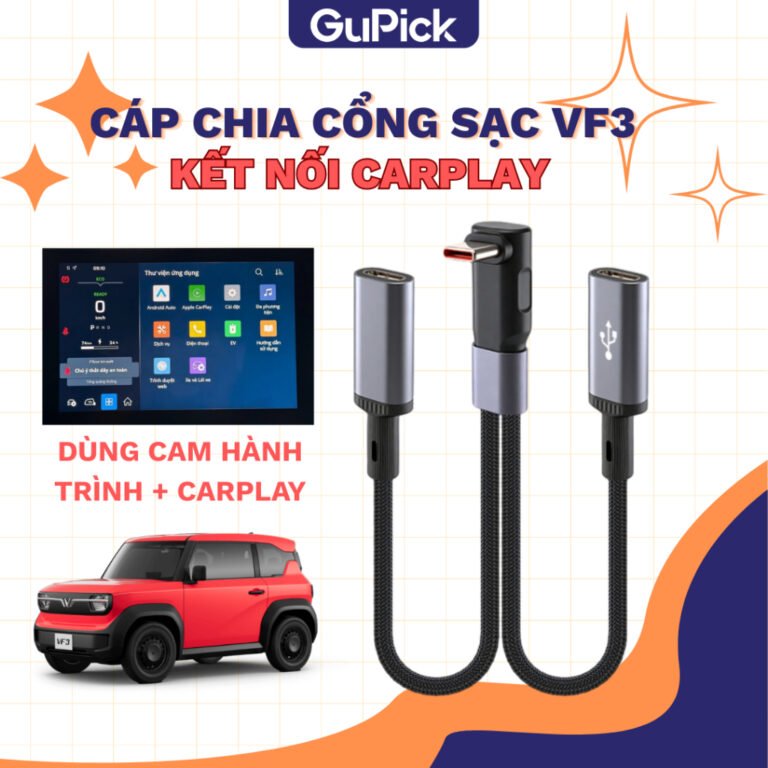 Cáp chia cổng sạc VF3 kết nối Carplay và sạc cho camera hành trình 5V 2A công suất 10W GuPick GC2A