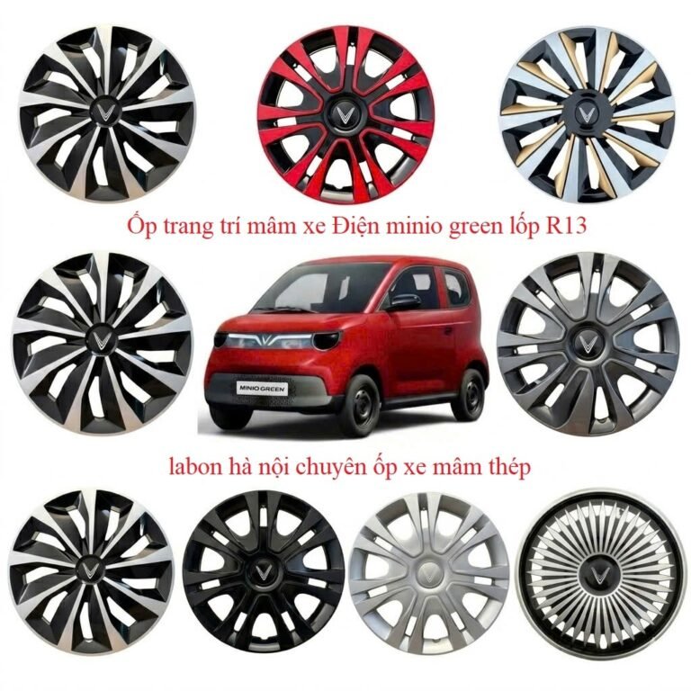 Ốp lazang R13 ốp mâm ô tô Điện minio Green cỡ lốp R13 inch phụ kiện làm đẹp ngoại thất đẹp xe