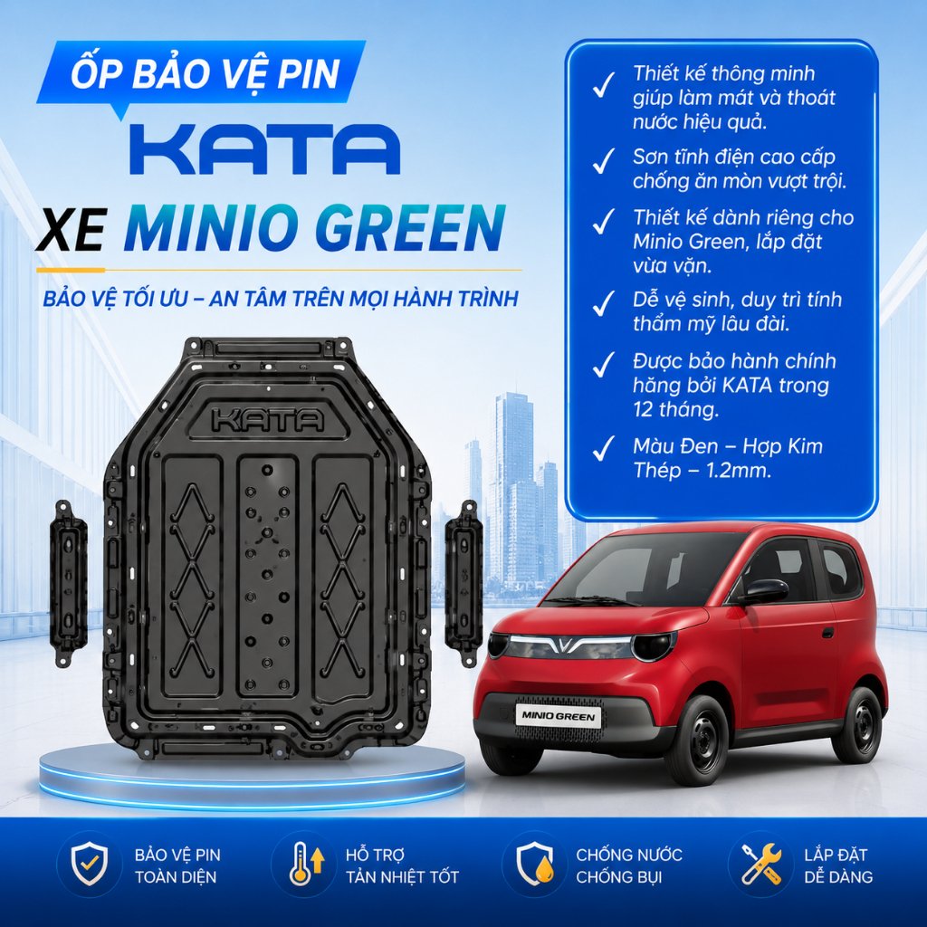 ỐP BẢO VỆ PIN XE MINIO GREEN – Giáp KATA bảo vệ pin cho xe Vinfast chính hãng cao cấp