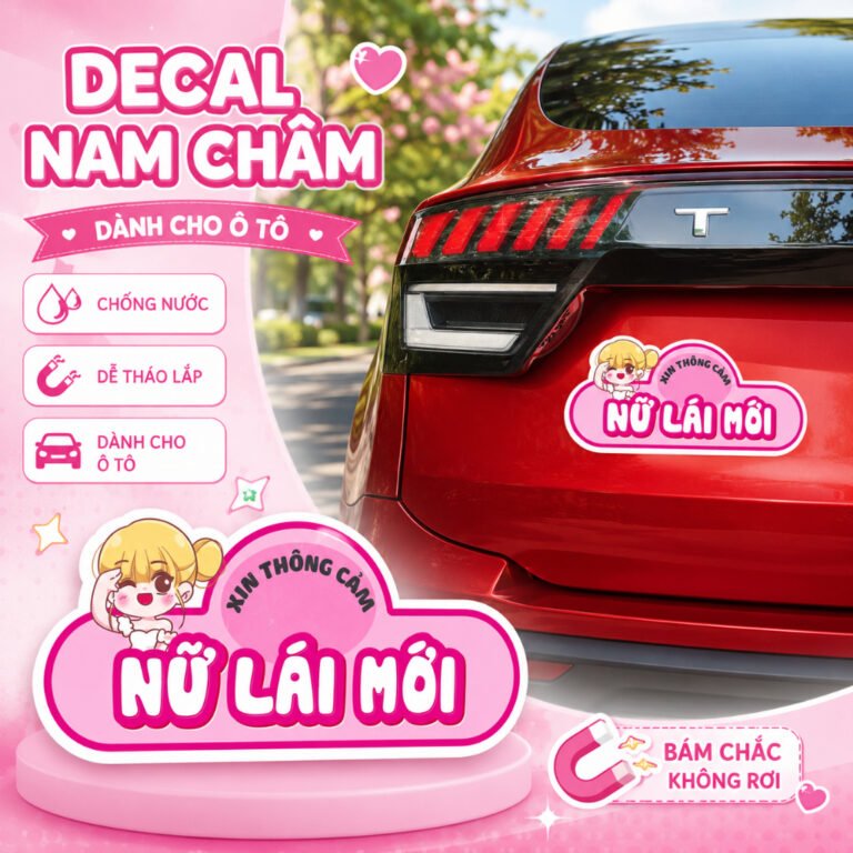 DECAL nam châm NỮ LÁI MỚI siêu đáng yêu dành cho các xế nữ xinh gái
