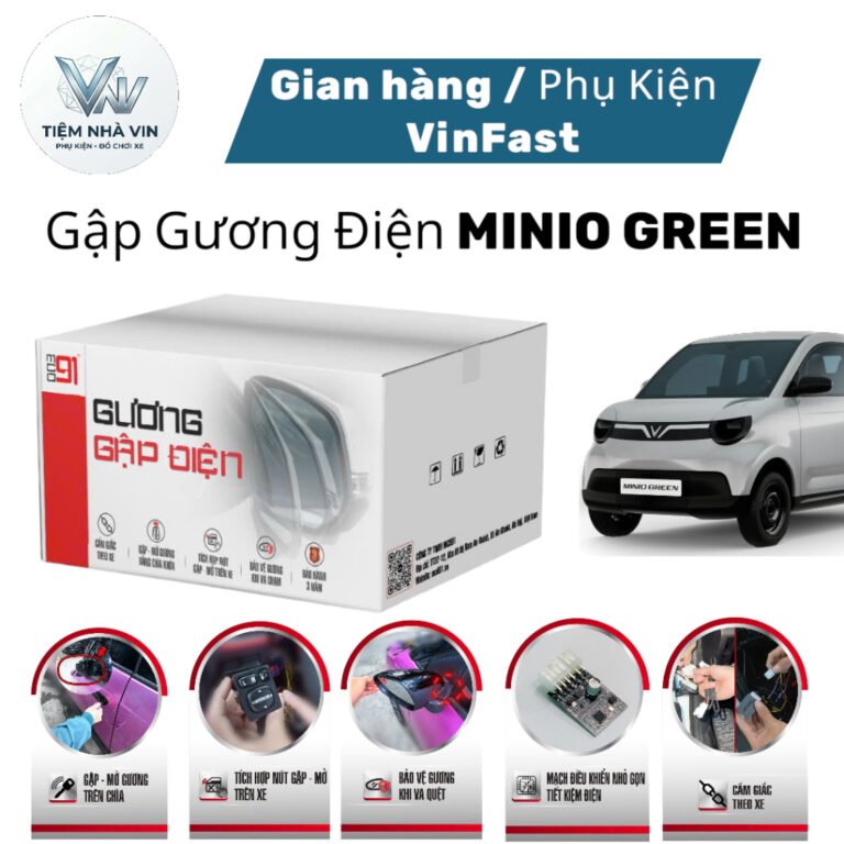 Gập gương điện MCD91 dành cho MINIO GREEN, cắm giắc theo xe, gập mở trên remote zin, BH 3 năm