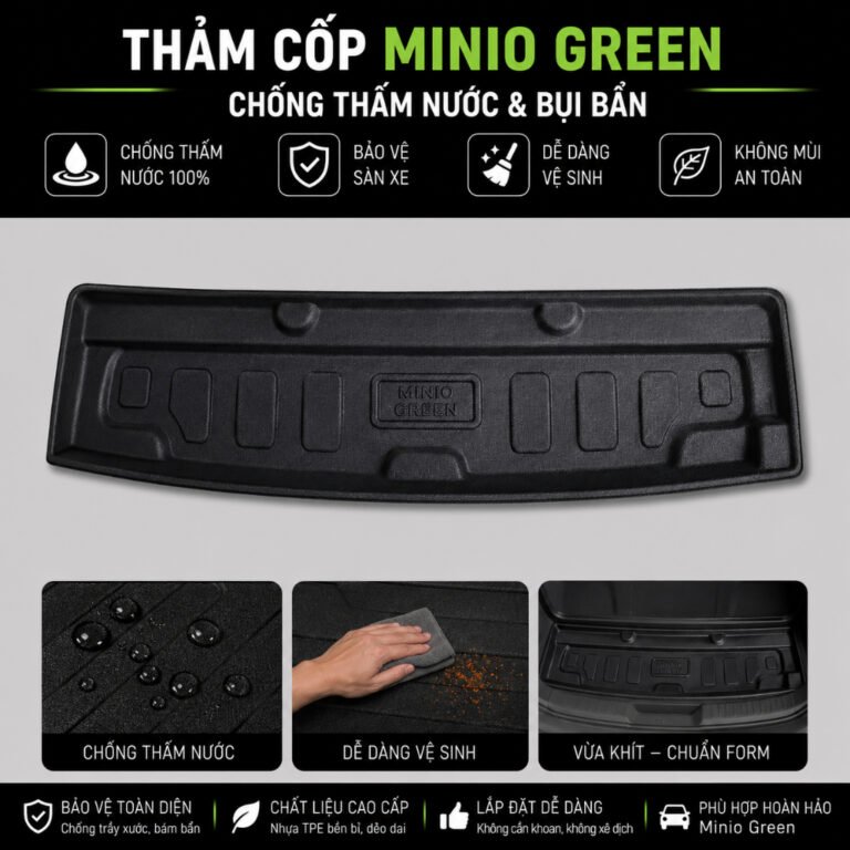 Thảm lót cốp xe ô tô Vinfast VF2 – Minio Green chất liệu TPE cao cấp