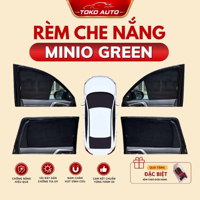 Rèm che nắng xe Vinfast MINIO GREEN – Bộ 4 tấm 4 cửa chắn nắng vừa khít form xe, nam châm hút mạnh
