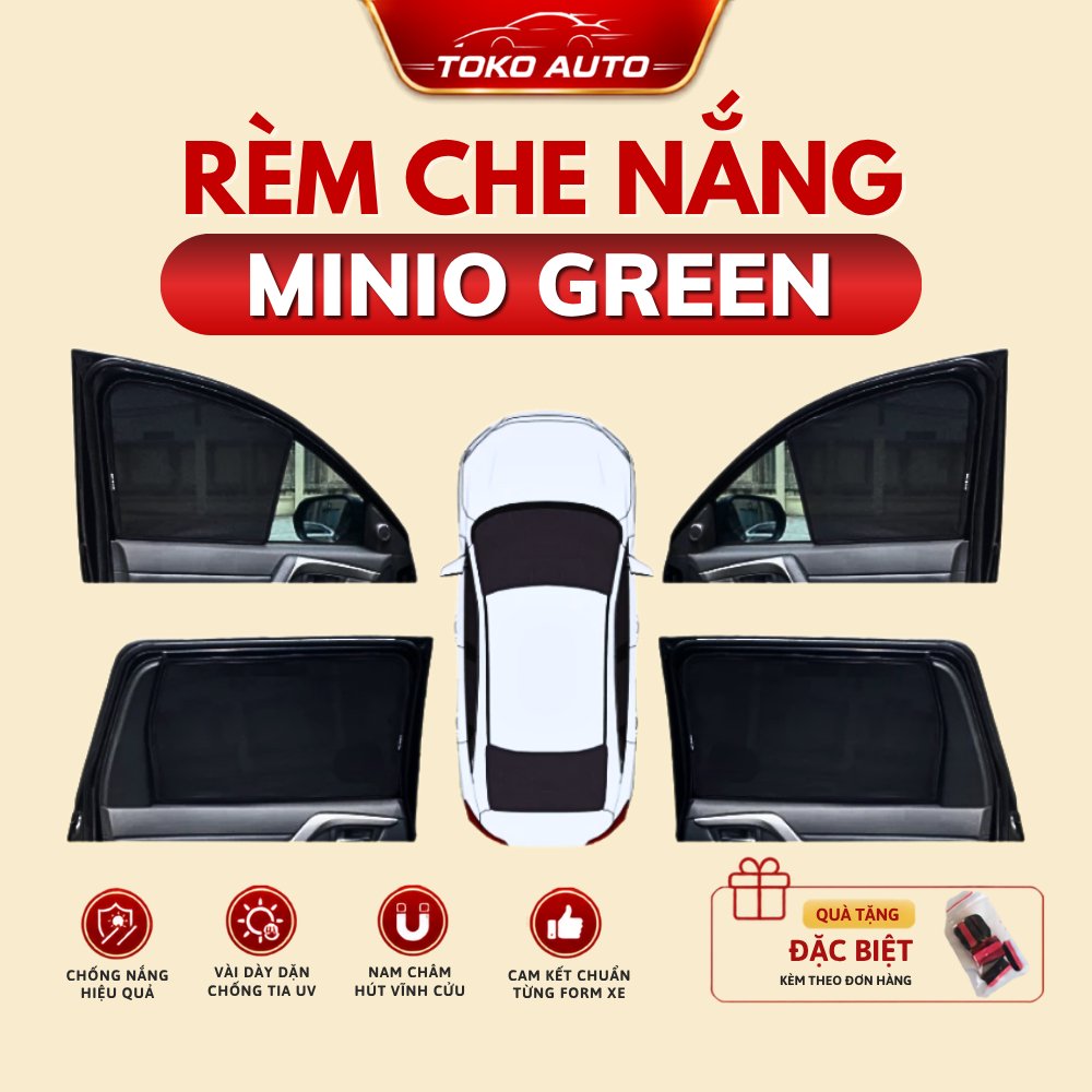 Rèm che nắng xe Vinfast MINIO GREEN – Bộ 4 tấm 4 cửa chắn nắng vừa khít form xe, nam châm hút mạnh