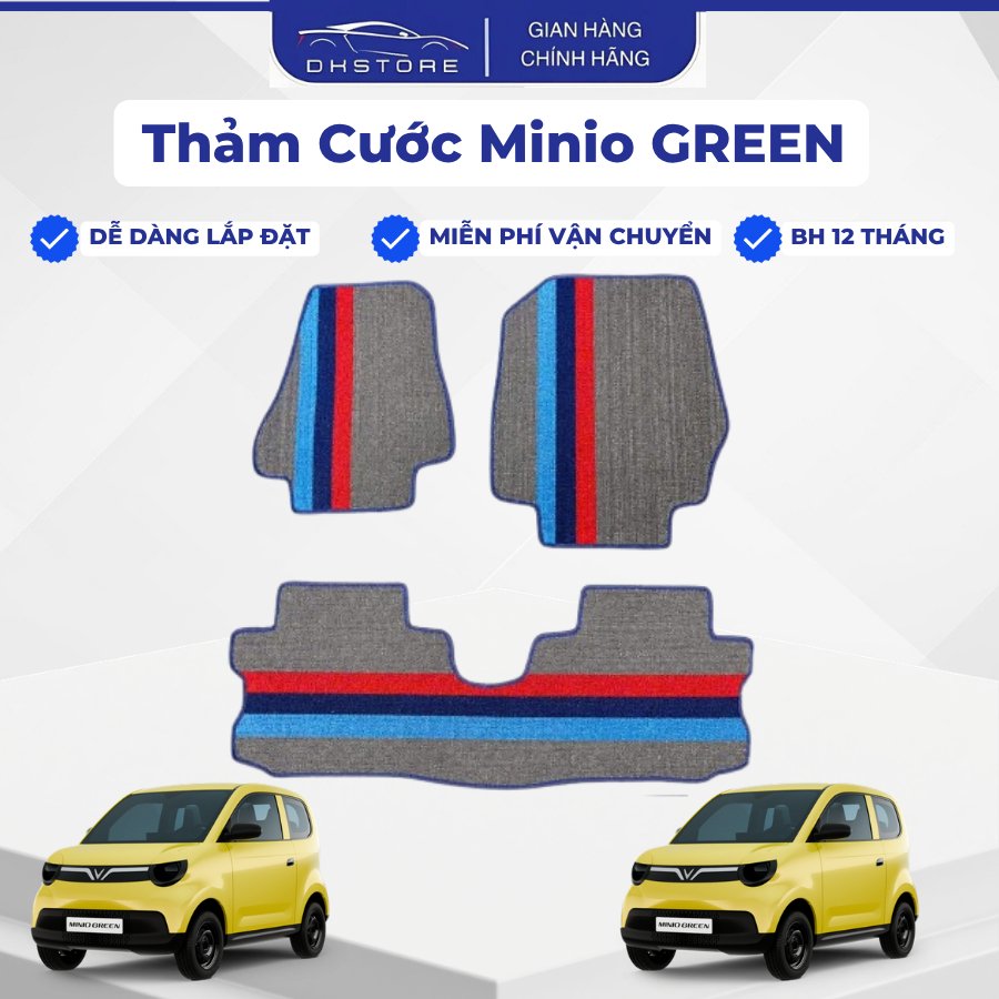 Thảm Ô Tô VinFast Minio Green, Thảm Cước Cao Cấp Cắt Sẵn Theo Xe