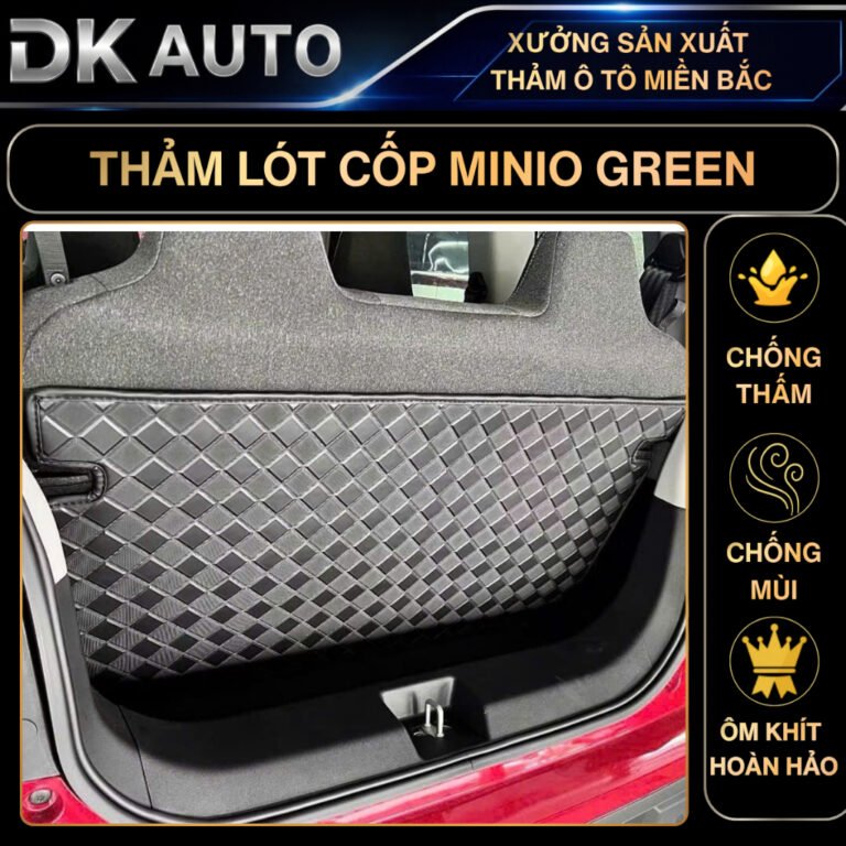 Thảm Lót cốp, Lưng Ghế MINIO GREEN, Thảm da cao cấp bảo vệ ghế và cốp xe MINIO GREEN