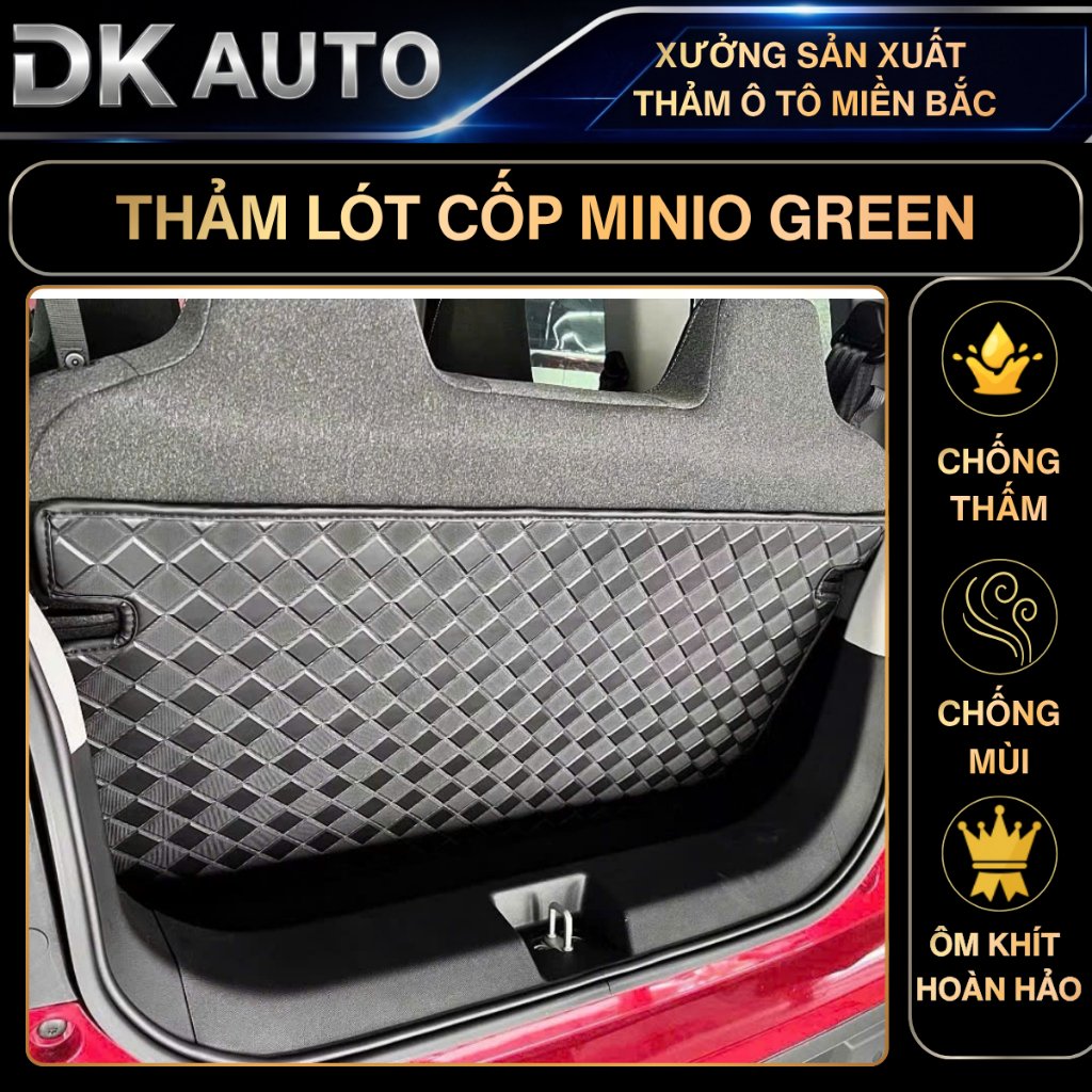 Thảm Lót cốp, Lưng Ghế MINIO GREEN, Thảm da cao cấp bảo vệ ghế và cốp xe MINIO GREEN