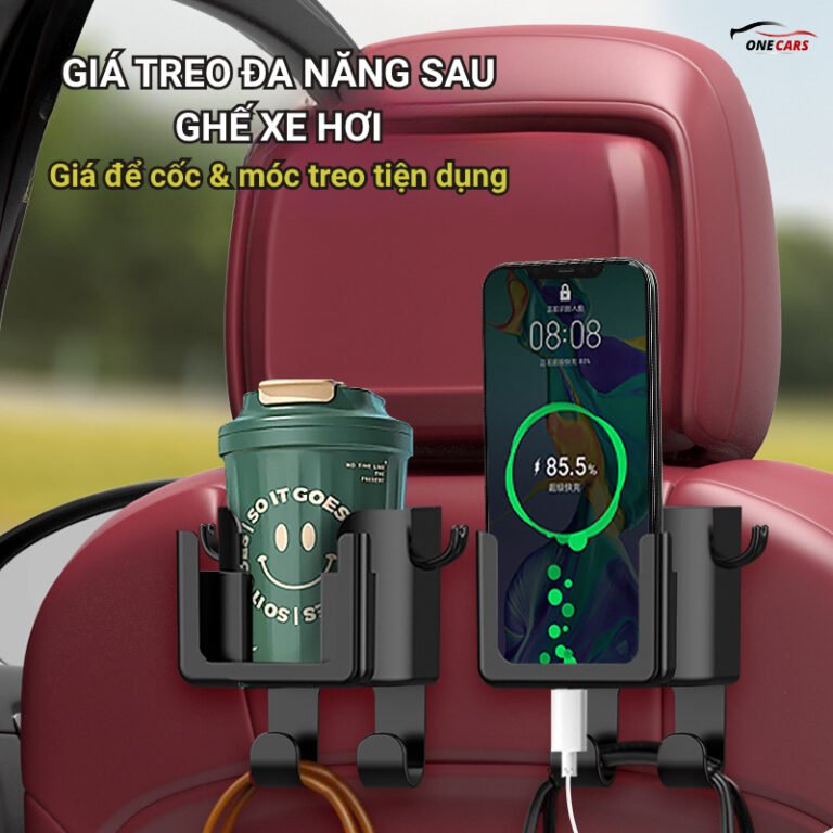 Giá Để Cốc Nước & Móc Treo Đa Năng Sau Ghế Ô Tô ONECARS – Tiện Lợi, Gọn Gàng, Đa Công Dụng