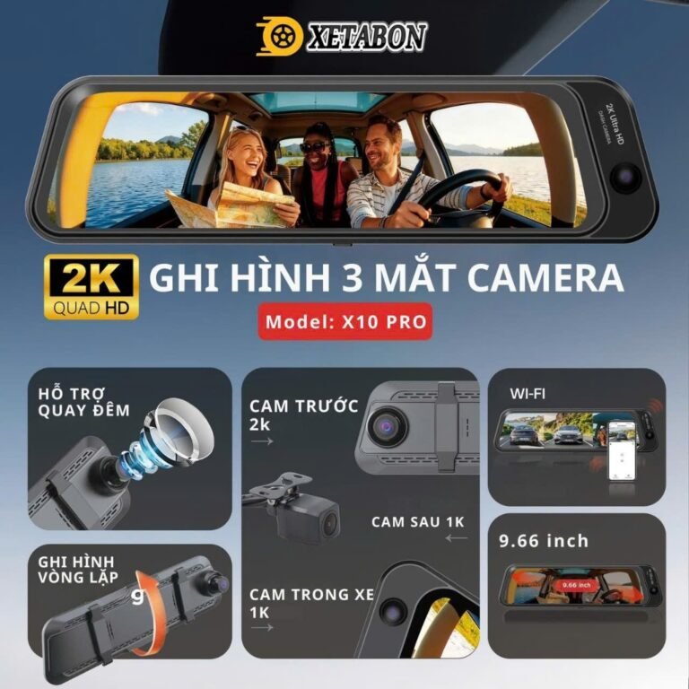 Camera hành trình X10Pro 3 mắt cam Tích hợp AI đọc biển số Tích hợp GPS cảnh báo tốc độ