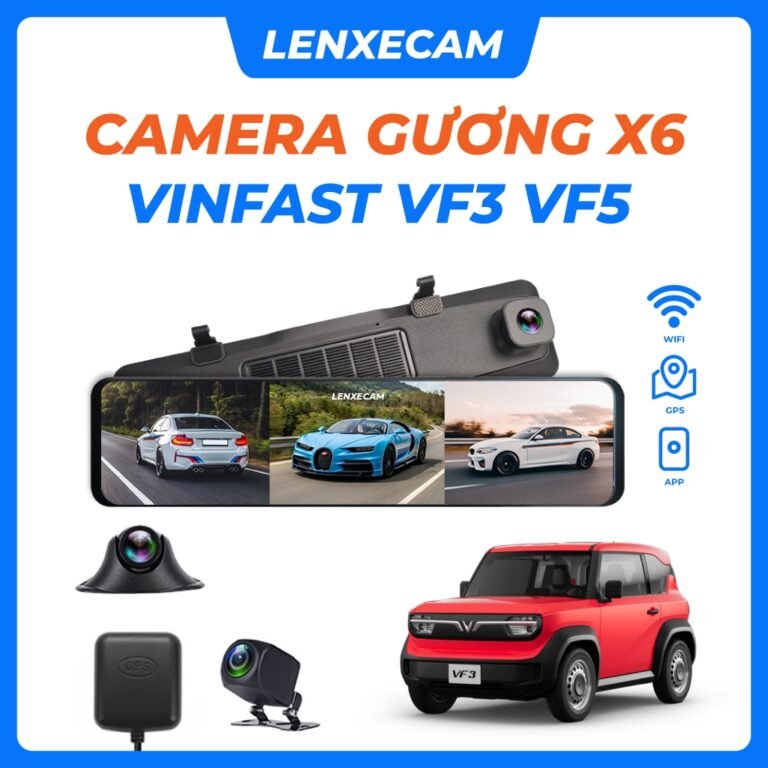 LenxeCam có 3 Camera hành trình trước 4k, sau lùi, cập lề phải, Carplay Android Auto Camera lùi